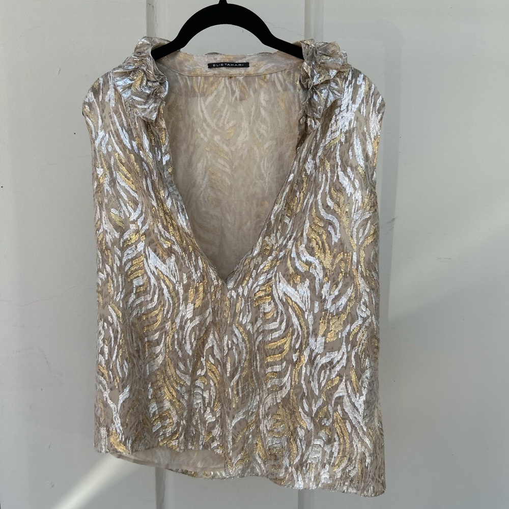 Elie Tahari gold and silver blouse